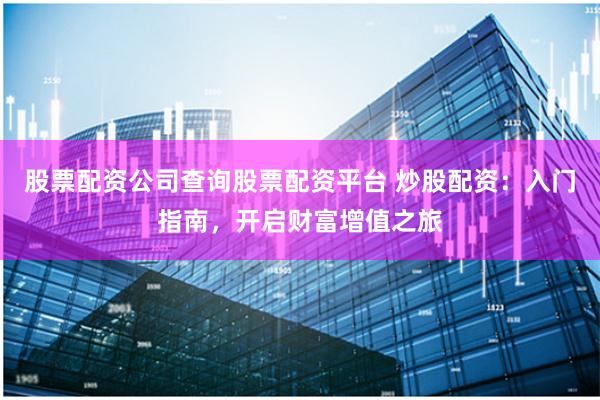 股票配资公司查询股票配资平台 炒股配资：入门指南，开启财富增值之旅